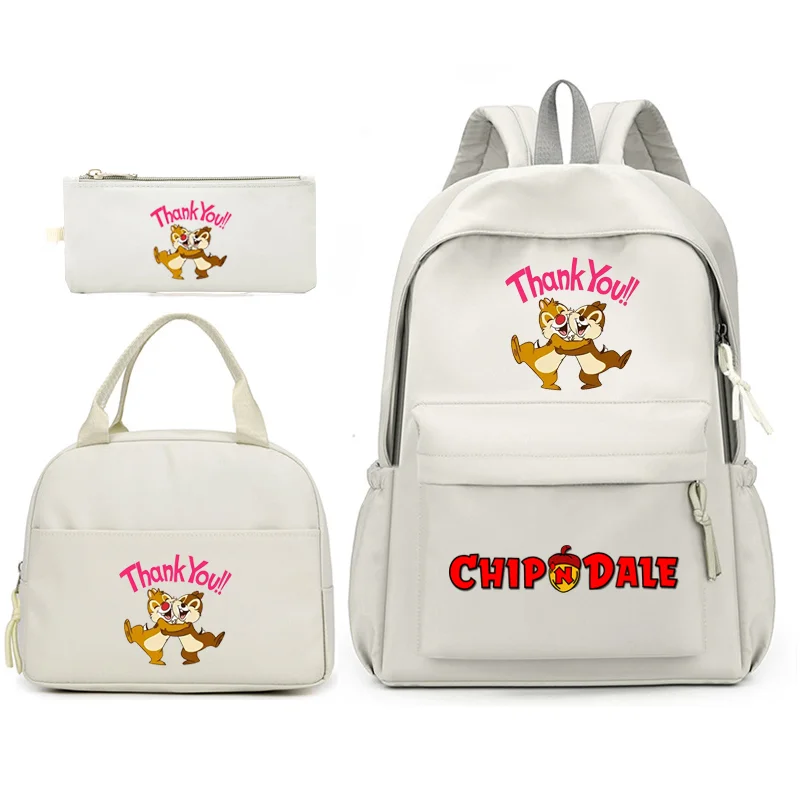 

3pcs Disney Chip n Dale Backpack with Lunch Bag for Women Student Teenagers School Bags Comfortable Travel Sets