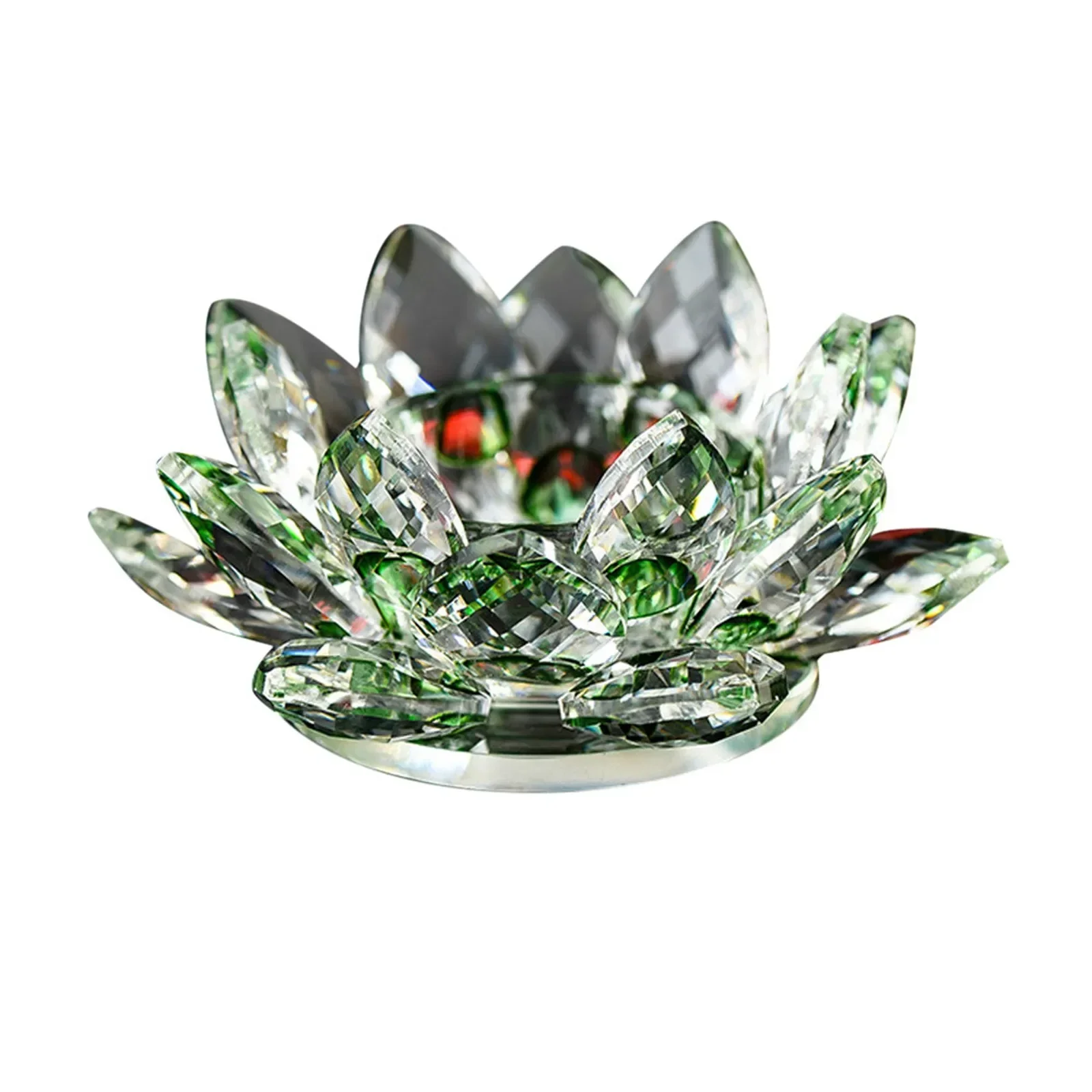 7 색 크리스탈 유리 연꽃 촛불 차 빛 홀더 불교 촛대 웨딩 바 파티 홈 장식