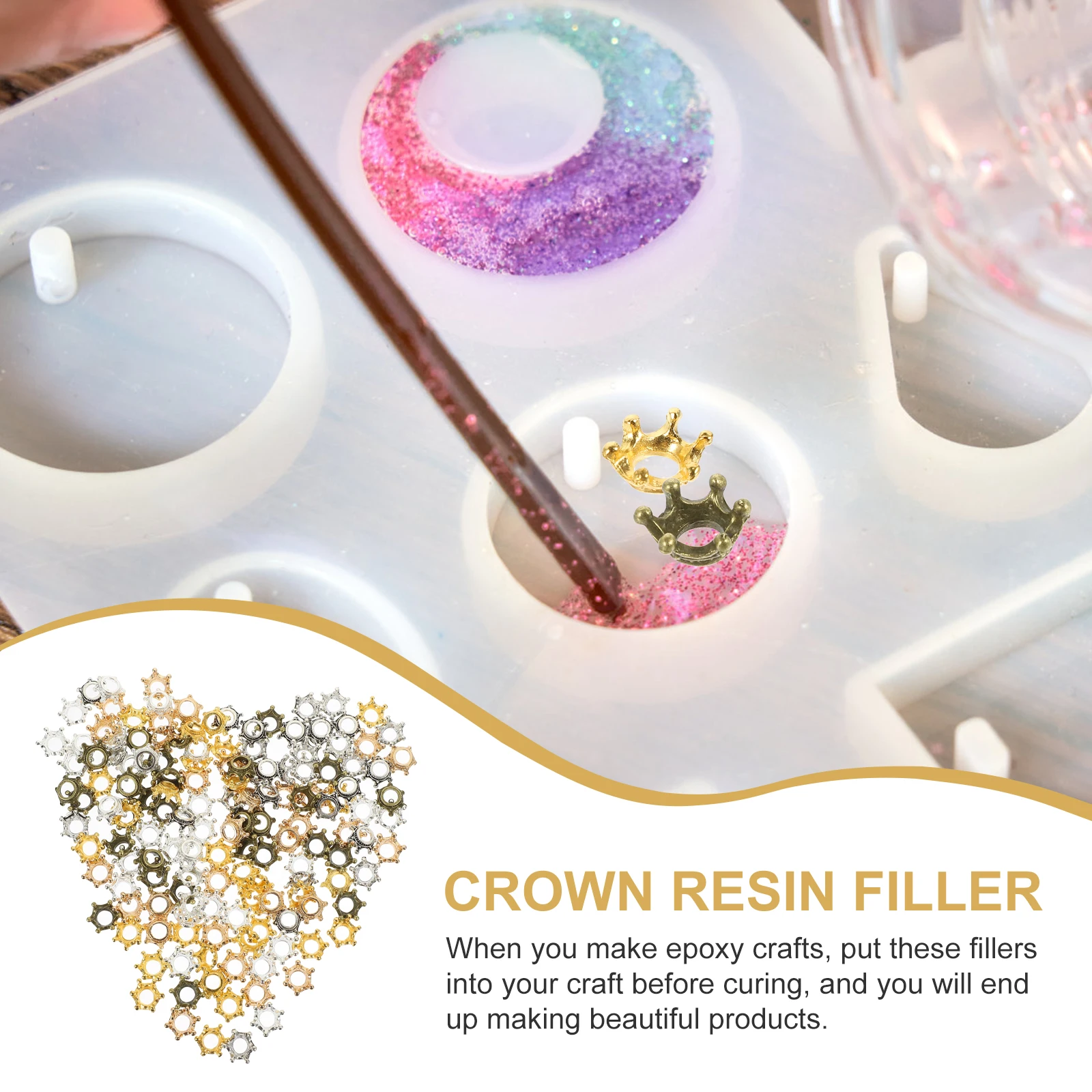 

150pcs Crown Epoxy Filling Charms Alloy Pendant Jewelry Supplies Necklaces Bracelets DIY Projects Vintage Style Necklace
