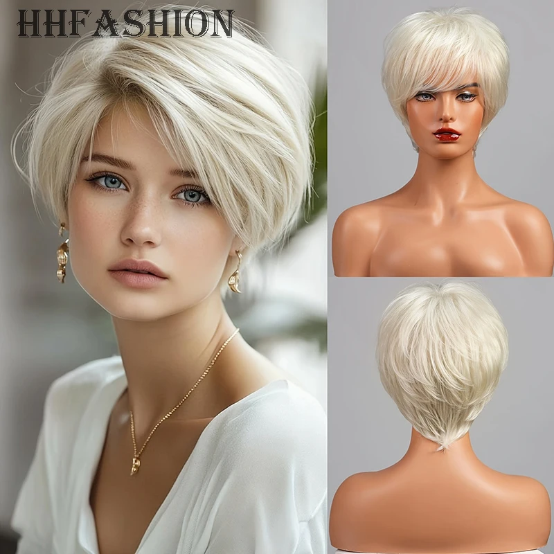10 Inch Ladies Honey Golden Bob Synthetic Wig High-Density Heat-Resistant Fibers Ready-to-Wear Stylish Bob Hair for All Seasons
