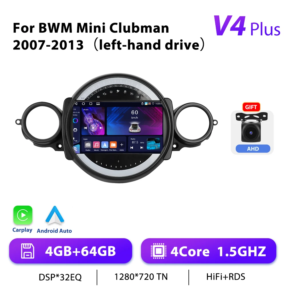 Podofo 9 "Autoradio Draadloze CarPlay Android Radio Voor BMW Mini Clubman 2007-2013 Multimedia GPS 4G WIFI Auto Intelligente Systemen