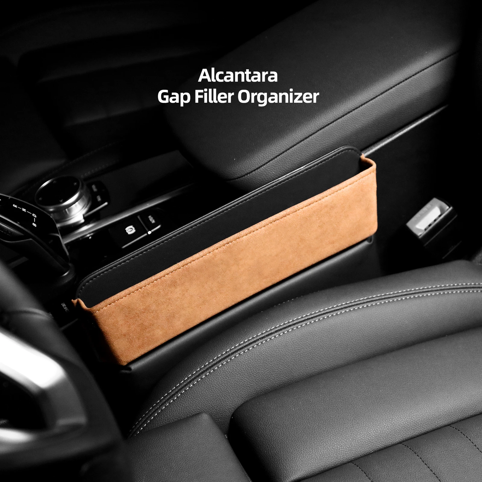 Alfanxi Car Seat Gap Filler Organizer Storage Box Universal Fit  Alcantara Front Seat Gap Filler Fit for Most Vehicles