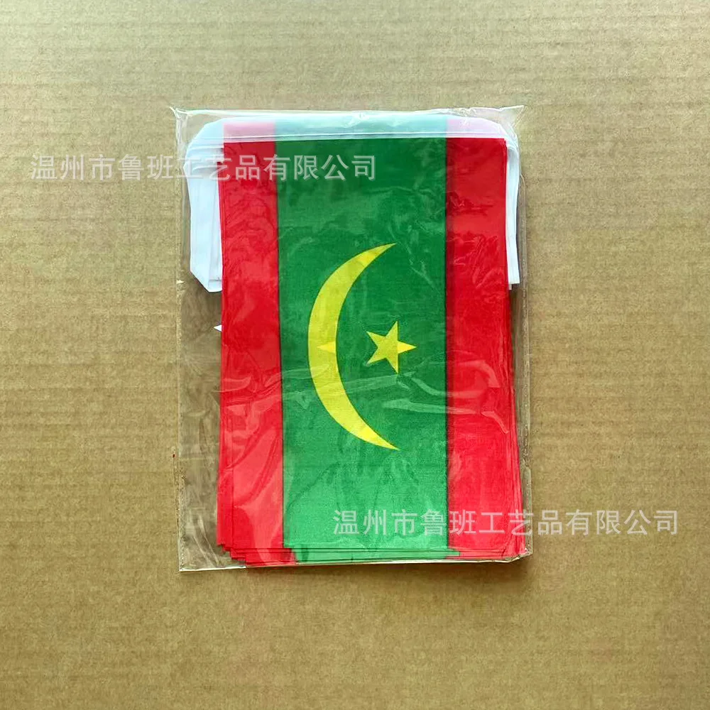 SKY FLAG Mauritania bunting flags 14x21cm 20pcs/lot Mauritania String flags Pennant Banner for Festival Party decoration