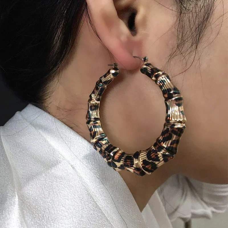 Leopard print Slub Type Acrylic  Earings  Simple Temperament Noble Large Style Earrings for Women Exaggerated Style