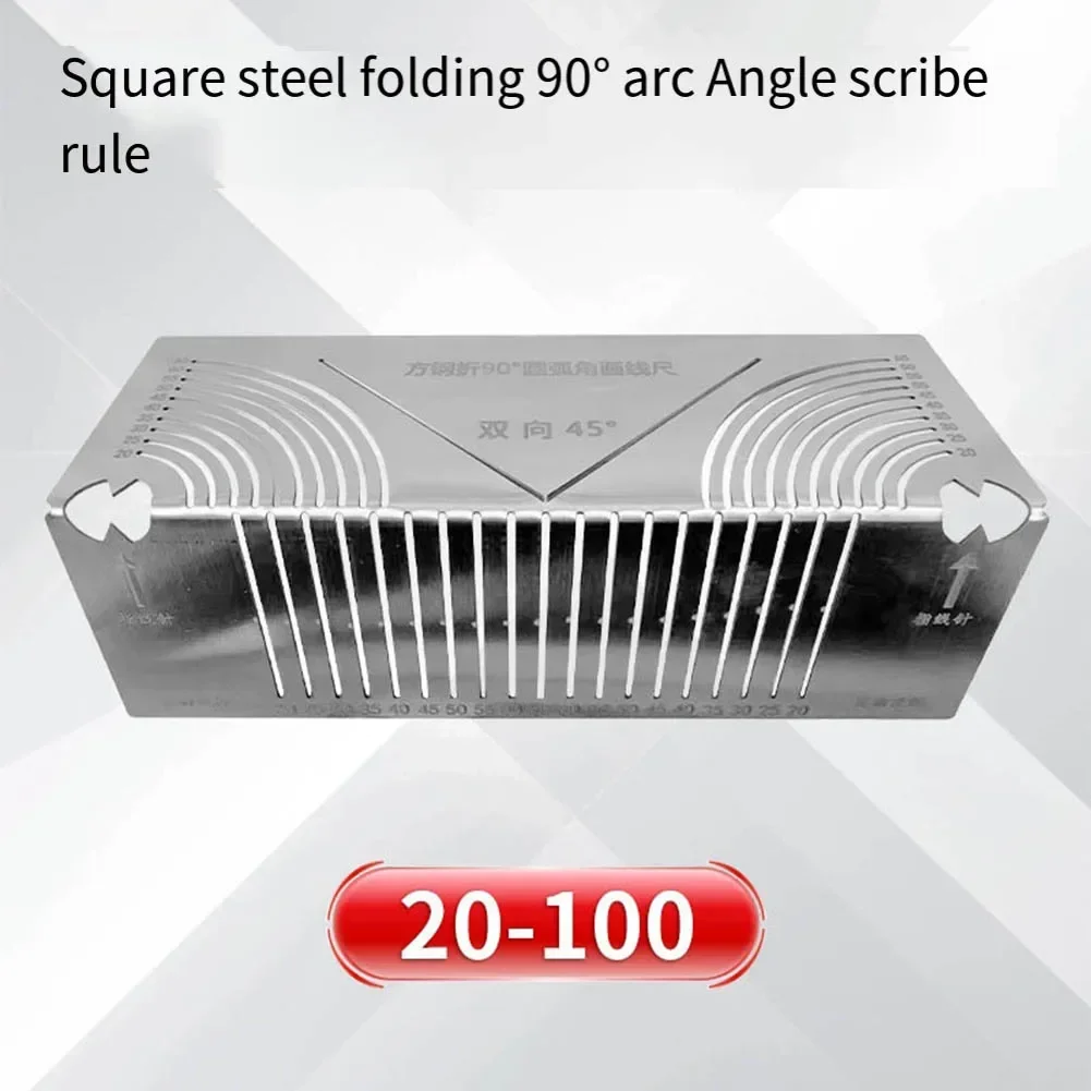 90 Degree Multifunctional Square Tube Rounded Corner Ruler Drawing Tool Multi-Drawing Ruler Precision Angle And Arc Marking Tool