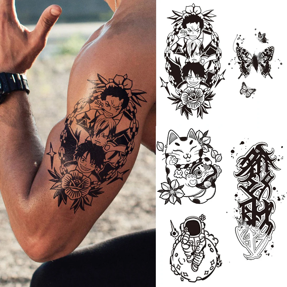 1PC Long-lasting Herbal Juice Tattoo Stickers Catwoman Butterfly Bear Men and Women Tattoo Waist Collarbone Forearm Flower Arm