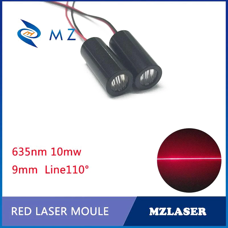 Standard D9mm 635nm 10mw Red Line PMMA Lens Diffusion Angle 110degrees Industrial Grade Laser Module