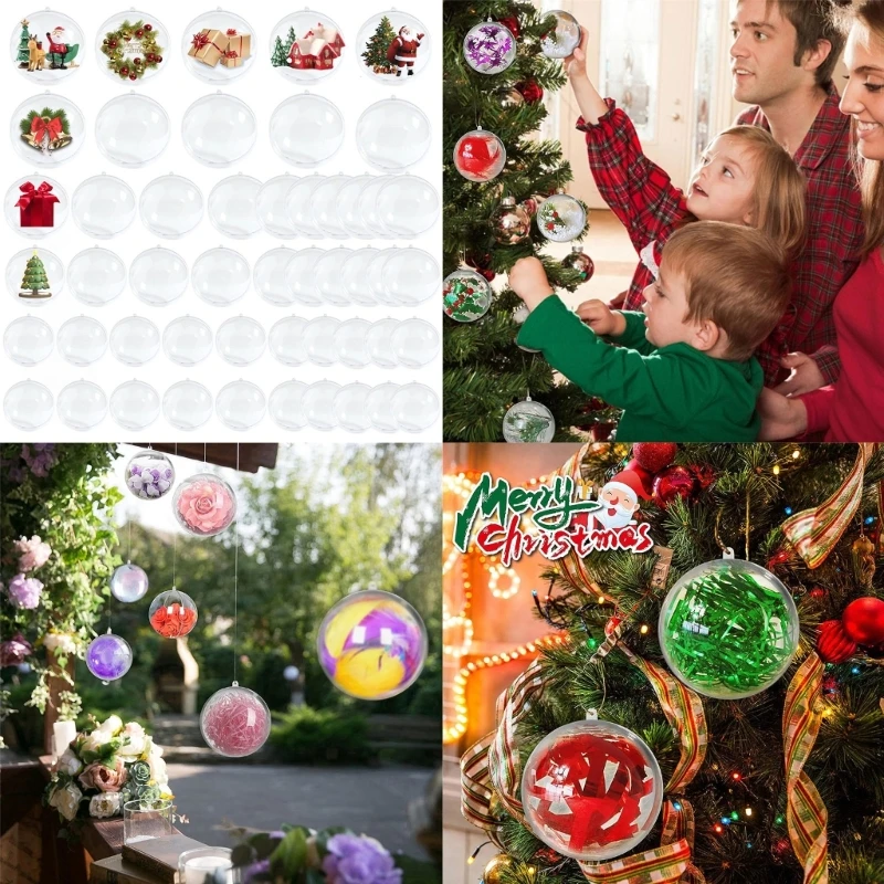 20pcs Transparent Plastic Christmas Balls 4-10cm Clear Bauble for Christmas Tree Party Kid Gift Present Box Decoration Dropsale