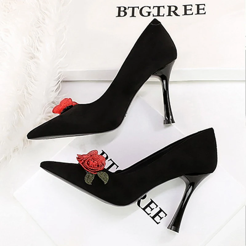 

Туфли-лодочки BIGTREE с острым носком, весенняя коллекция, с цветочным принтом, на тонком низком каблуке, для женщин, сексуальные, для свадьбы и вечеринок, Zapatos De Mujer