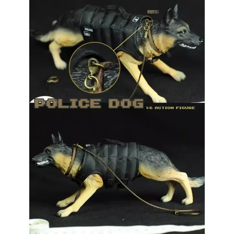 1/6 Scale Action Figure Head Rotatable Animal Simulation Police Dog Wolf Dog Model for 12" Scene Accessory Diaplay Collection