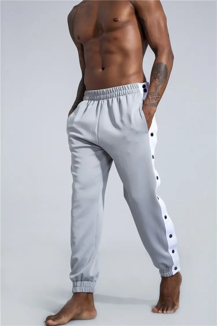 Basketball pants, men's training cropped pants, full open button pants, ankle button up pants, loose and quick to take off sport