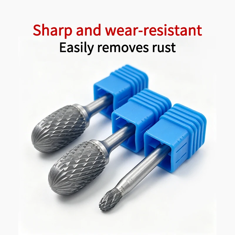 DDUF E/EX Type Carbide Rotary Burrs Oval Shaped Tungsten Grinding Bits Single Double Flute Design for Metal Polishing Engraving