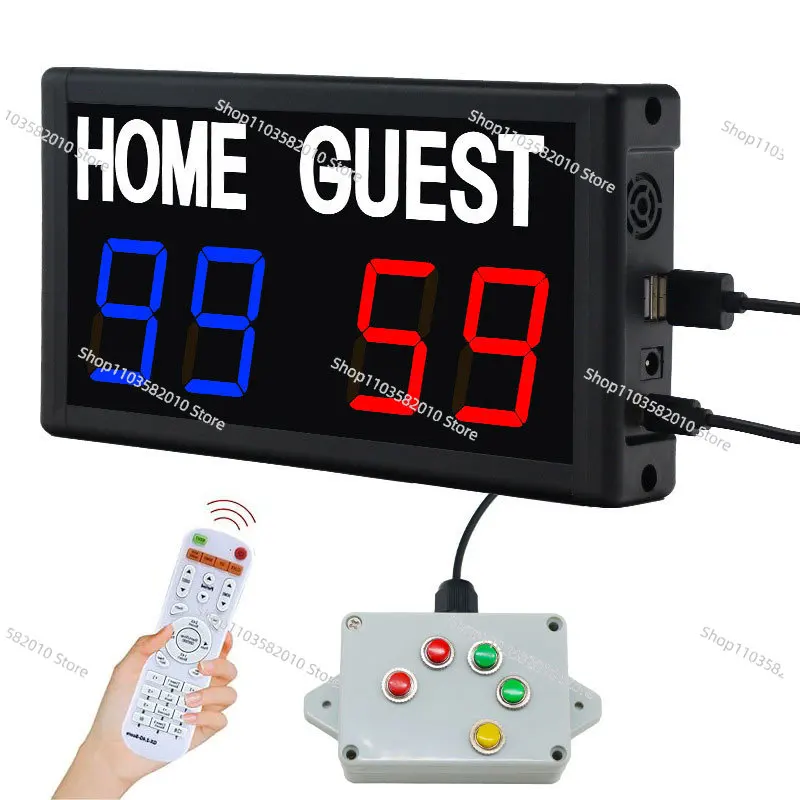 1.8 Inch 22 Cm Basketball Scoreboard Wired Button Wall-mounted Ball Game Scoreboard