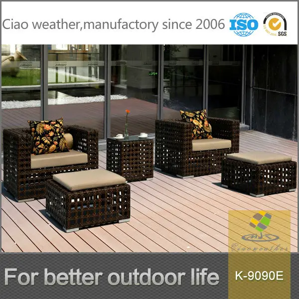 Modern Dark Grey Garden Sets Aluminum Garden Sofa Outdoor Patio Furniture With Rope Weaving