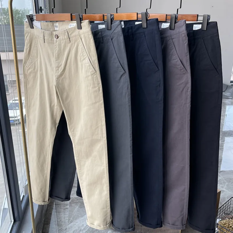 Spring Brushed Twill Woven Casual Pants American Straight Leg Men Casual Trousers Outdoor Trekking Camping Longs Cargo Overalls