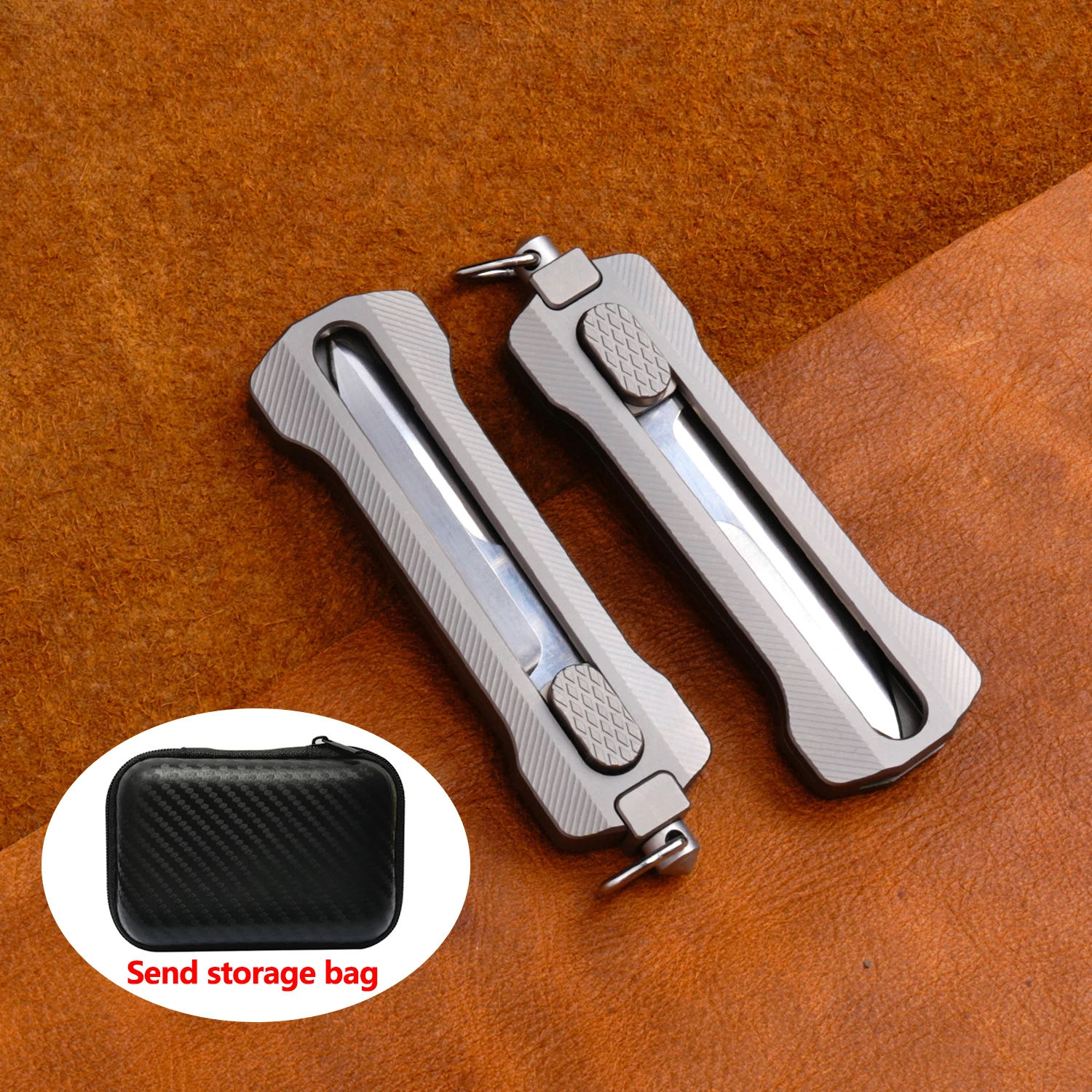 TGZUO التيتانيوم سكّين متعدّد الاستخدامات D2 الصلب شفرة صغيرة صندوق القاطع متعددة الوظائف كسر نافذة في الهواء الطلق EDC فضي مع مشبك وحقيبة #1