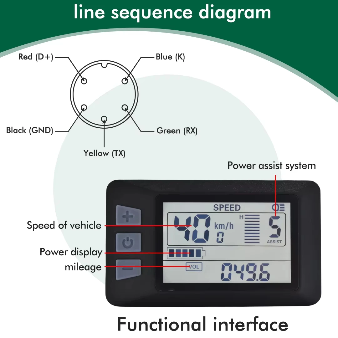 UART2 P3H Electric Bike LCD Display Meter SM/Waterproof Connection Plug Ebike intelligent Display Accessories