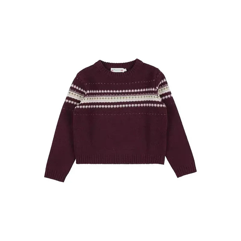 Darcoo Baby Wool Knitted Wine Red Christmas Sweater Kids Girls Jumper Autumn Winter Clothes 2-12Y