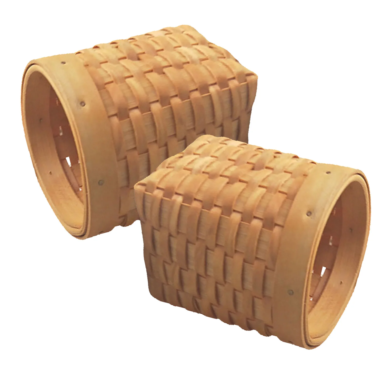 

2Pcs Wood Woven Pen Holder Basket Compact Desktop Organizer Storage Container for Office School Home Pen Holder