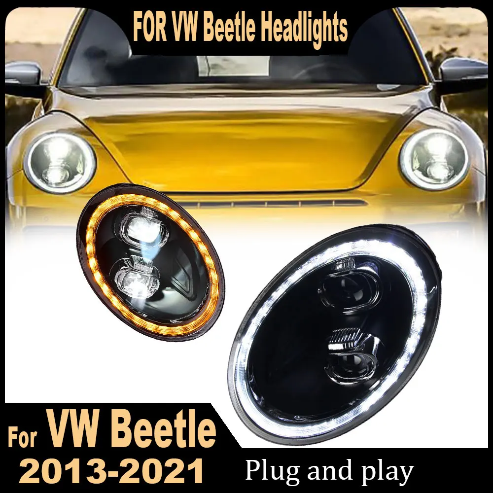 Coppia di accessori per auto per VW Beetle Faro 2013-2021 Nuovo Beetle Faro Volkswagen Beetle LED Faro Indicatore di direzione dinamico