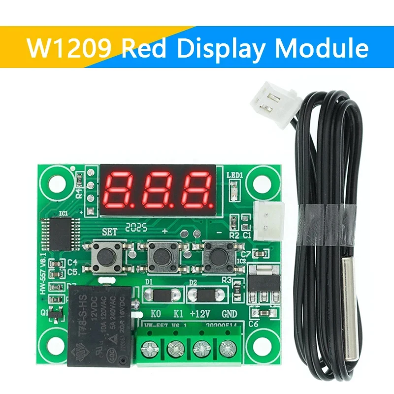 W1209 DC 12V Red/Blue heat cool temp thermostat temperature control switch temperature controller XH-W1209