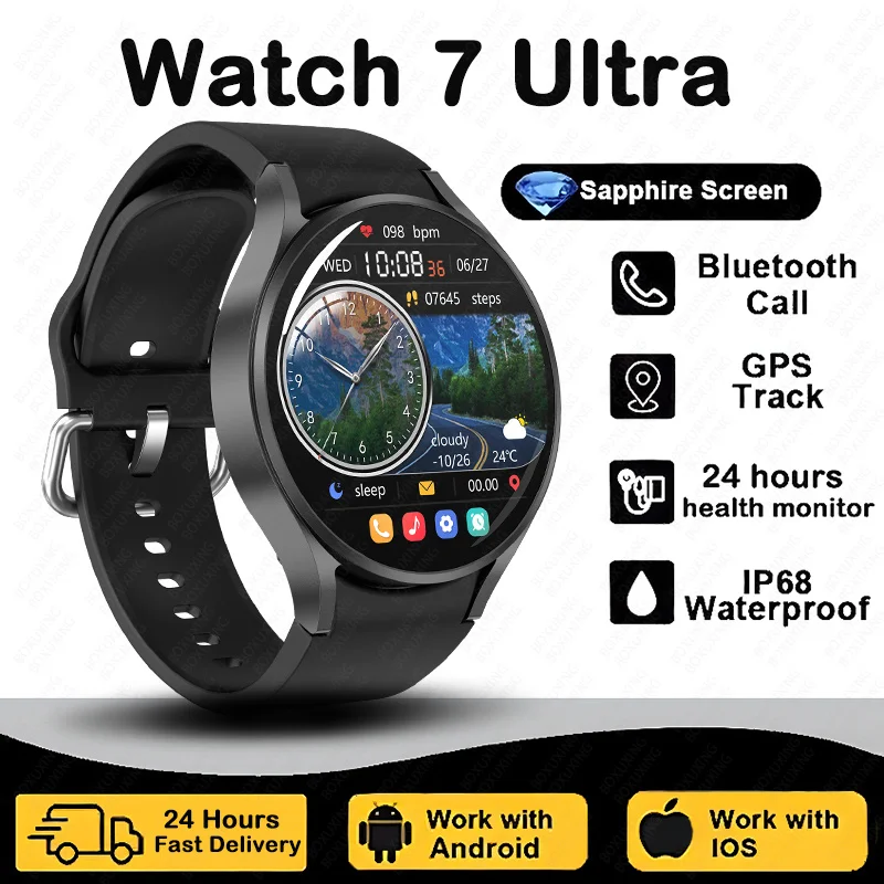 

Новые смарт-часы 2026 Watch 7 Ultra для мужчин и женщин: 3D-дисплей, Bluetooth-звонки, GPS, NFC, компас, измерение уровня кислорода в крови