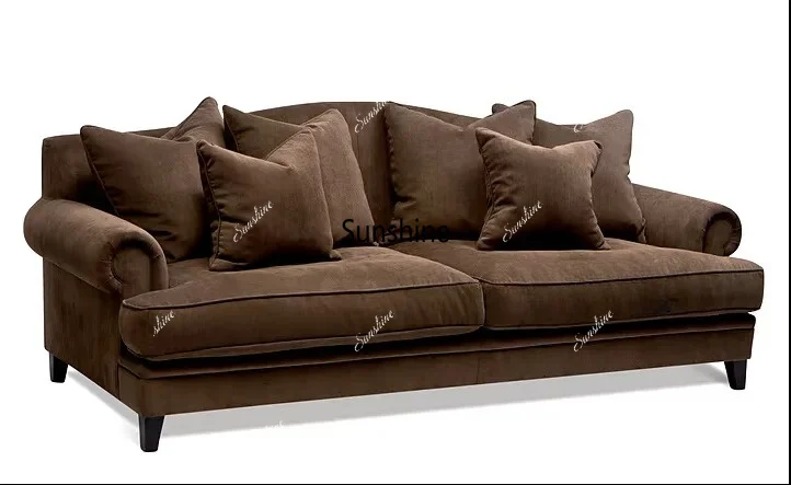 American style small apartment fabric single double triple sofa