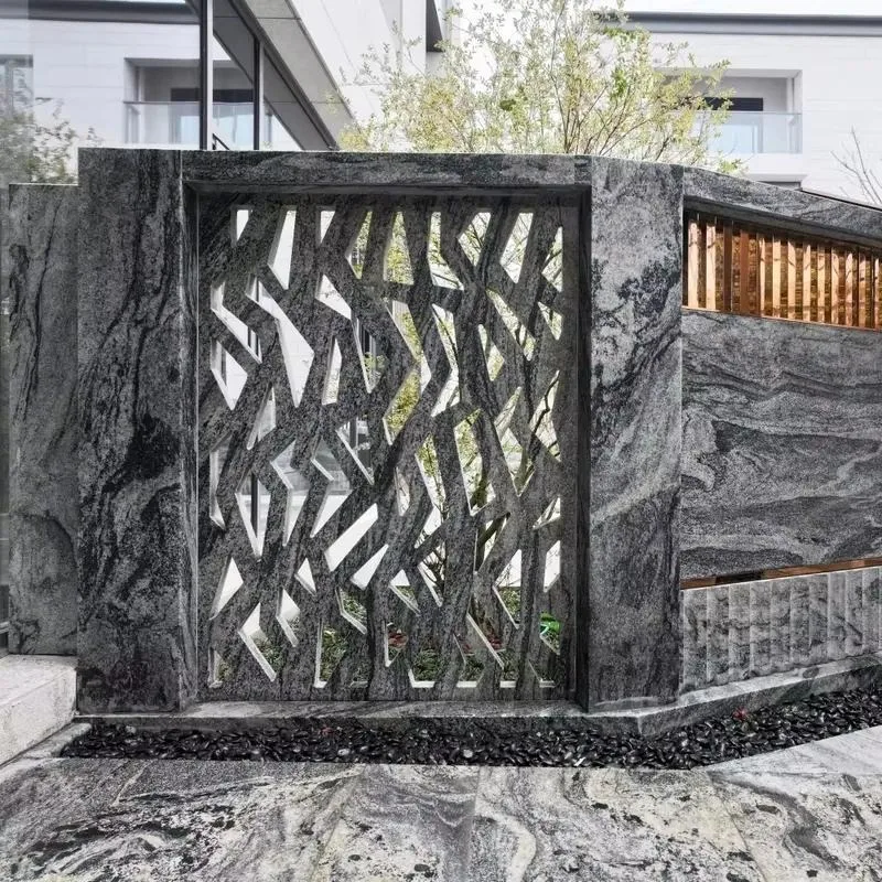 Gray Rantosa Granite Slabs for Villa Courtyard Walls and Water Feature Cladding Natural Stone Exterior Decoration
