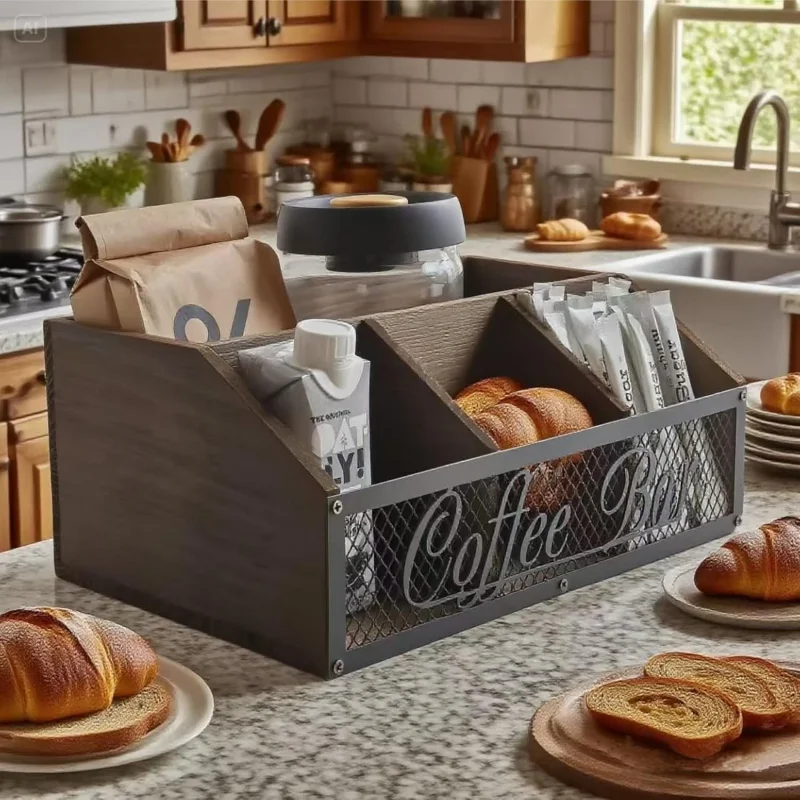 

Высококачественный деревянный ящик для хранения кофейных капсул для домашнего использования, барная стойка, пакетик для чая с молоком, сортировка соломы и хранение на ватинках