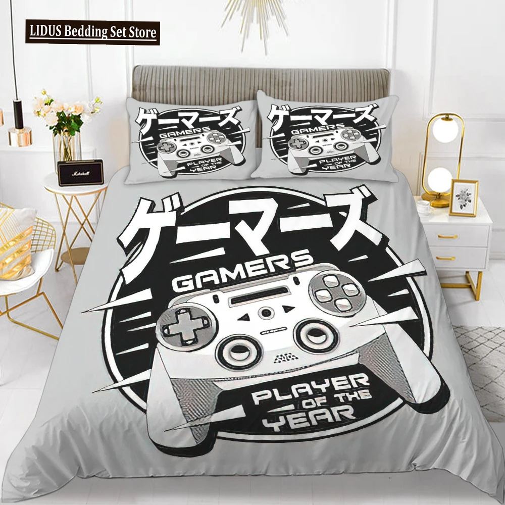 

Gamepad With Button Duvet Cover Set Polyester Comforter Cover With Pillowcases For Kids Game Lover Bedding Set King Queen Size