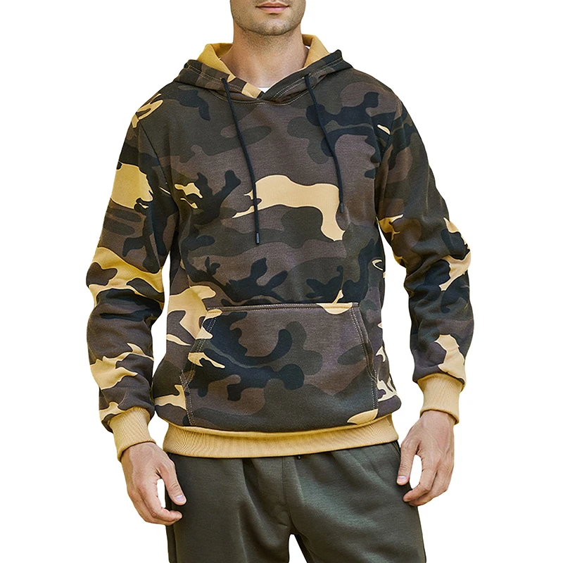 

Douhoow Men's Hooded Pullover Autumn and Winter Camouflage Sports Loose Hooded Sweatshirt with Pocket Hoodies