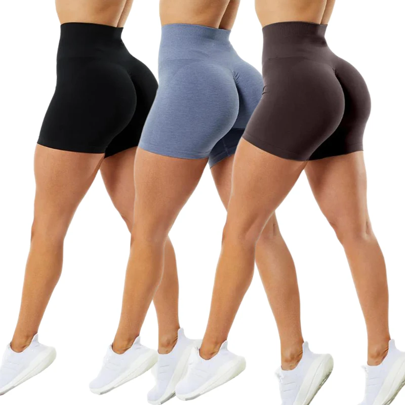 3 Pack Amplify Shorts Women Workout High Waist Yoga Shorts Butt Lifting Booty Shorts Fitness Running Sports Seamless GYM Shorts