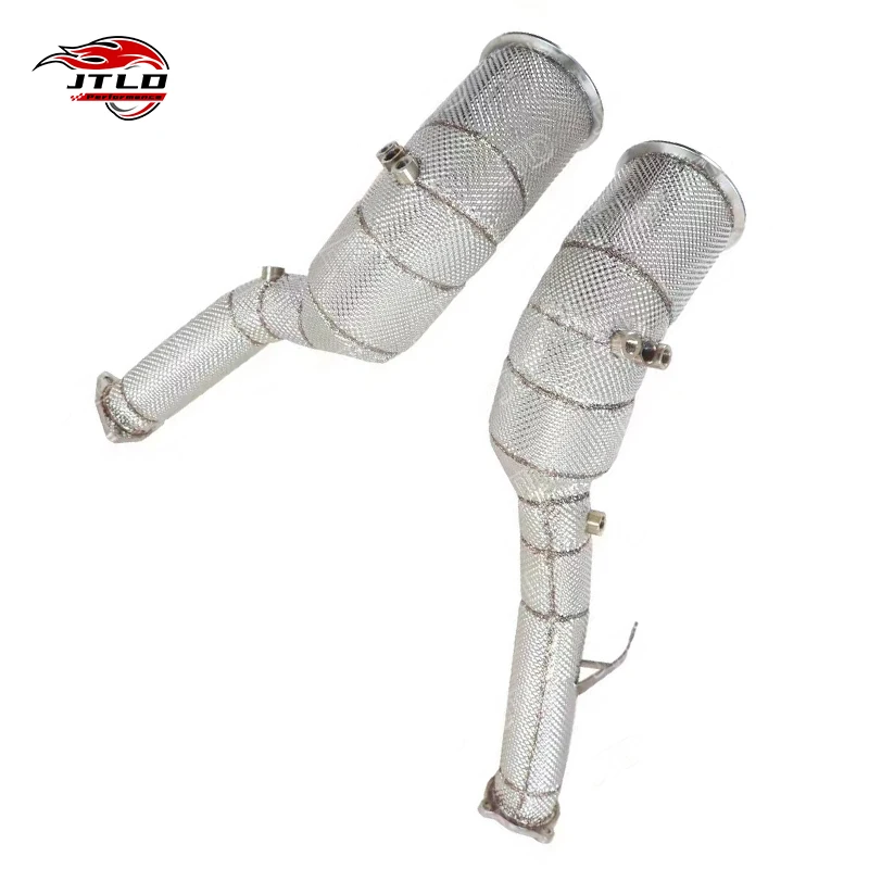 Sports Downpipe Exhaust Header Pipe With Heat Shield For Porsche Macan GTS 2.9T With OPF, Performance Exhaust System Front Pipe
