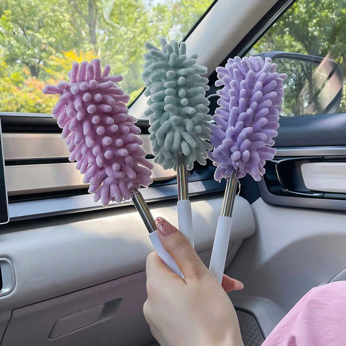 1 brosse anti-poussière antistatique rétractable, utilisée pour le nettoyage de voiture, peut nettoyer la poussière de voiture, outil de nettoyage de pare-brise
