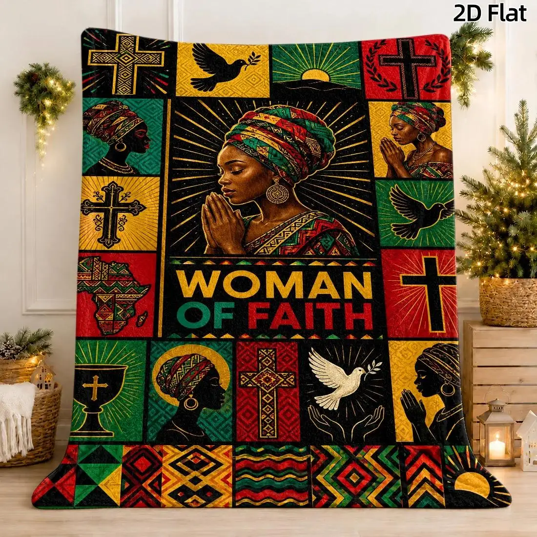 Woman of Faith Flannel Throw Blanket Christian Prayer Woman Cross Dove Scripture Design Sofa Bed Couch Bedroom Living Room Religious Home Decor Church Gift Office Travel Nap Blanket Spiritual Bedding Faith Keepsake Prayer Room Accent Christian Gift