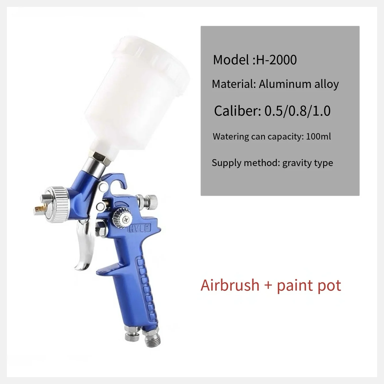 

H2000 Hvlp Mini Spray Gun Suitable for Professional Application 125Cc Nozzle 1.0mm Excellent Quality, Stainless Steel Needle and