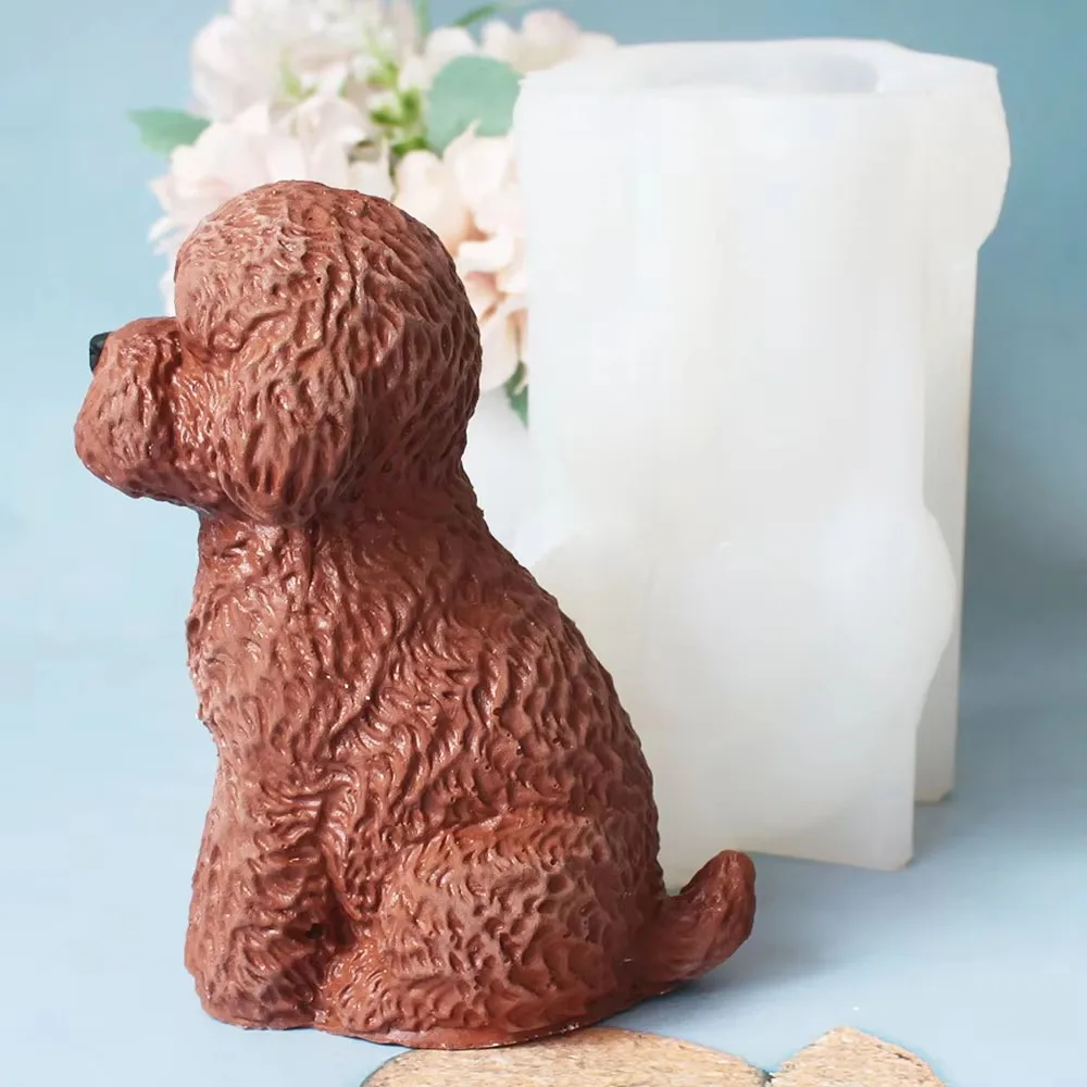 Cute Teddy Dog Animal Pinching Candle Mould Gypsum Pendant Handmade Glue Drip Puppy Silicone Mold Handicrafts Home Furnishings view 2