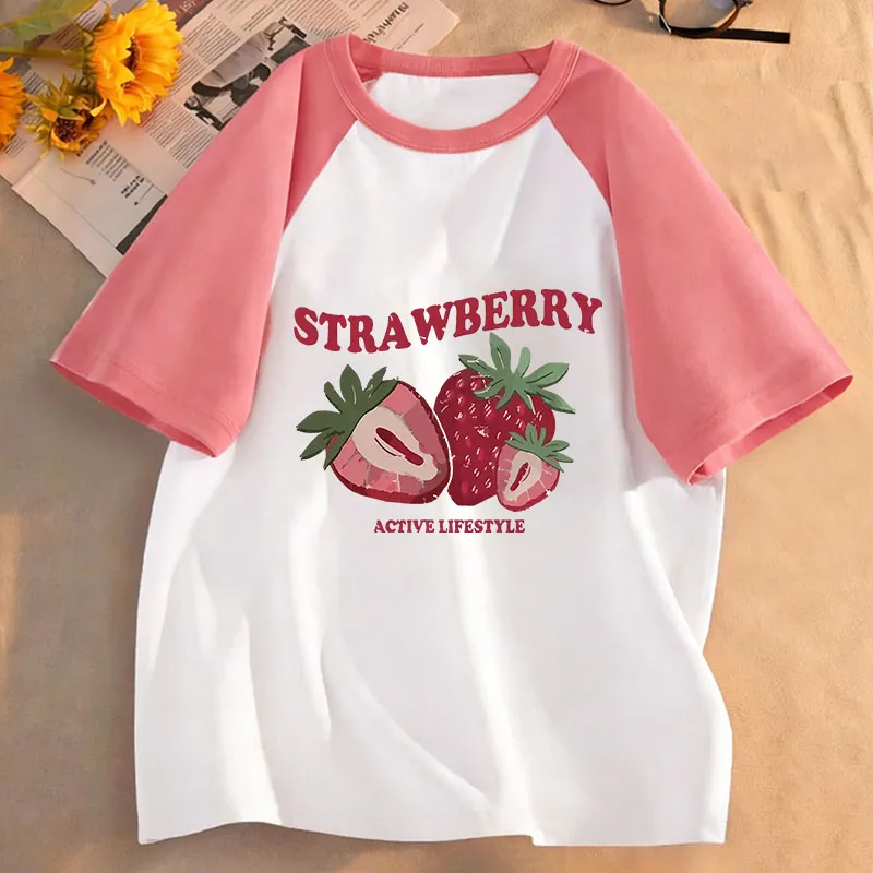 Y2k Strawberry Funny T Shirts 90s Short Sleeve Kids Children's T-shirt Boys Girls Summer Spring Casual Top Tee Shirt