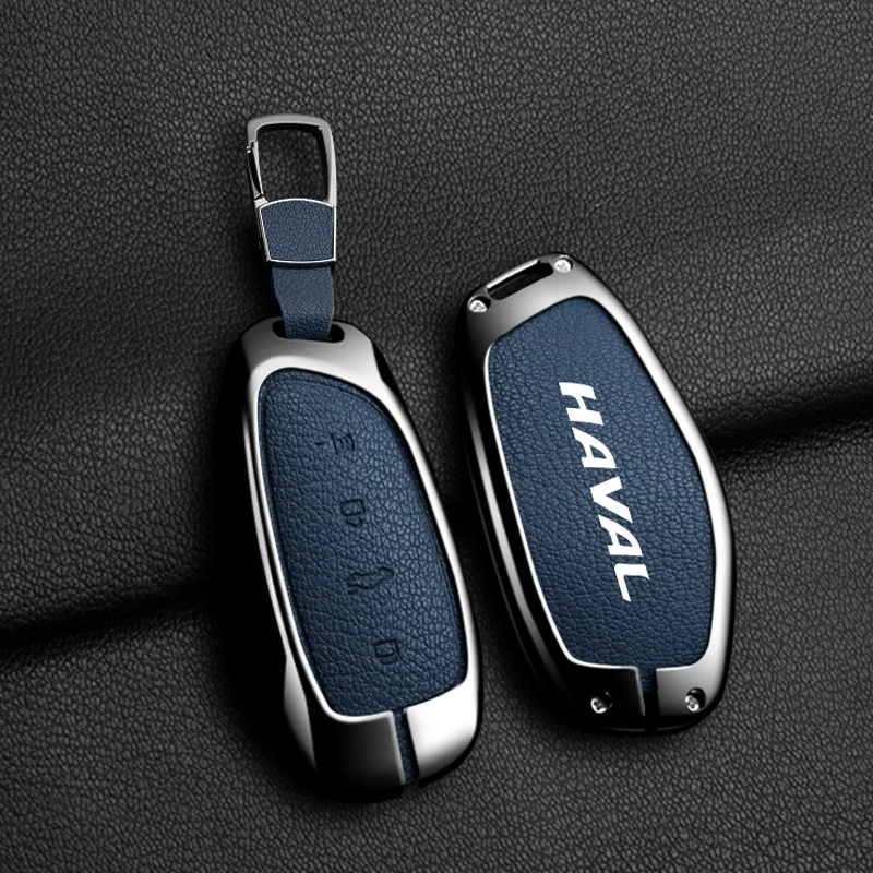 New Goatskin Grain Zinc Alloy Car Key Case Cover For Haval H6 H7 H4 H9 F5 F7 H2S F7X Auto Holder Shell Fob Keychain Accessories