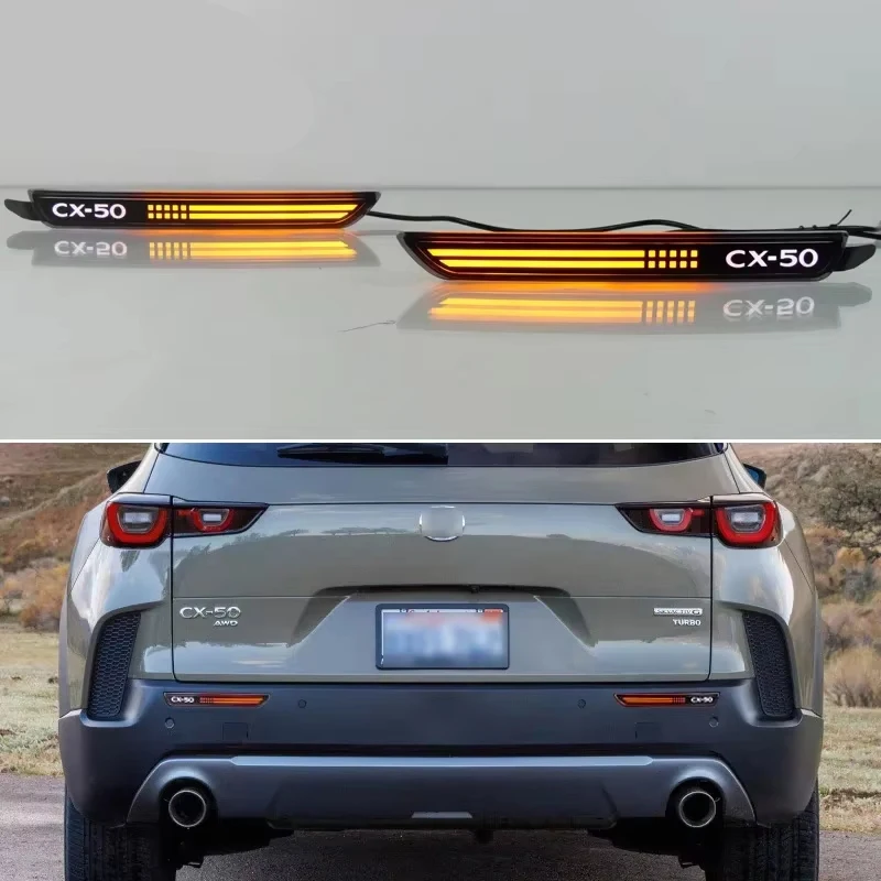 

For Mazda CX-50 CX50 2022 2023 3-in-1 Functions 12V LED Bumper Light Rear Fog Lamp Brake Light Dynamic Turn Signal Reflector
