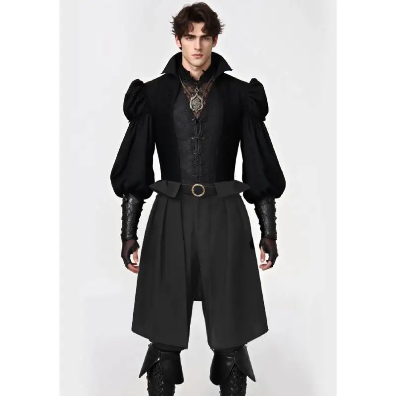 

DAZCOS Medieval Fantasy Pirate Pants Steampunk Gothic Trousers with Pockets Skirt Overlay Cotton and Linen Blended Pants