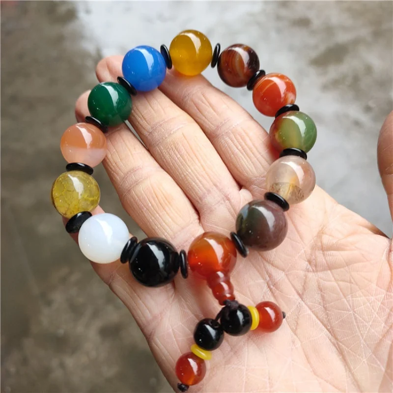 Duobao Agate BraceletDIYTibetan Style round Beads Retro Ethnic Style Couple Bracelet