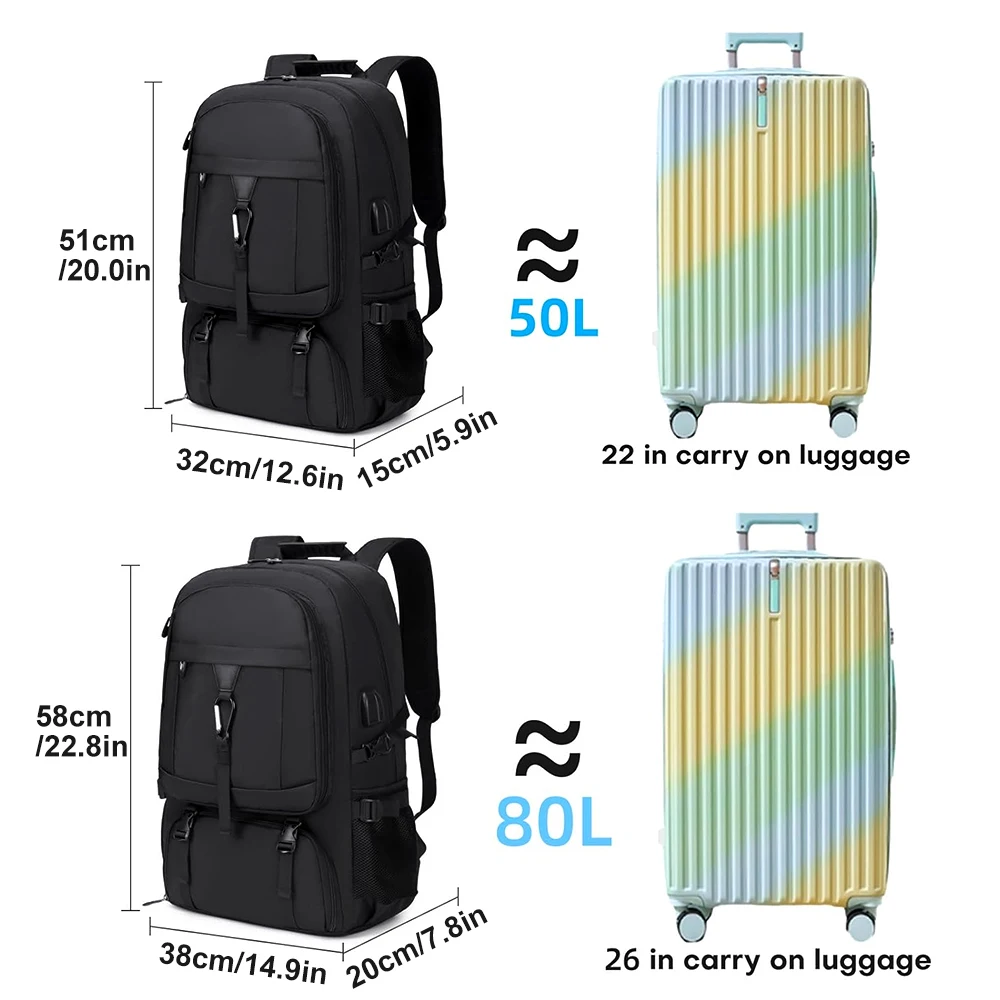 80L 50L Men's Outdoor Backpack Climbing Travel Rucksack Sports Camping Hiking Backpack School Bag Pack for Male Female Women