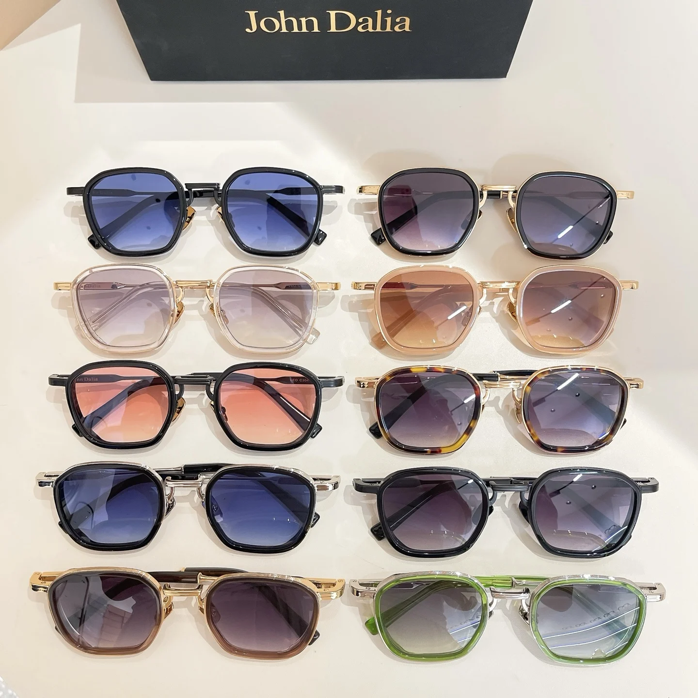 

Original For JOHN DALIA JD LEO Retro High Quatity Alloy Square Sunglasses Men Women Classical Eyeglasses Luxury Gift With Box