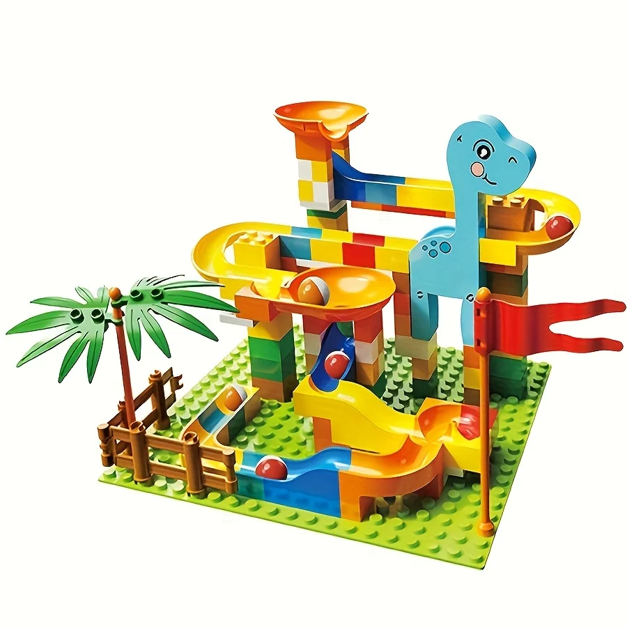 Marble Run Building Blocks Dinosaur Park,Early Education STEM Toy Bricks Maze Set Children\'s Birthday/Festival Gift