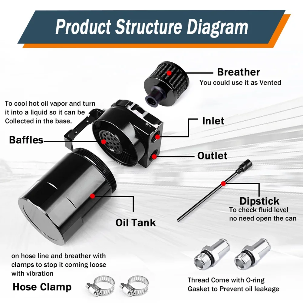 الألومنيوم سيارة يربك النفط الصيد خزان مع فلتر الهواء الاستراحة يربك تركيبات الألومنيوم ثقب مقياس الزيت