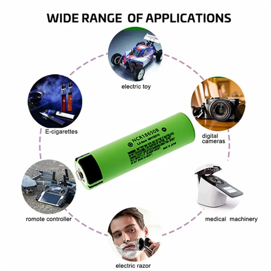 Brand New Original NCR18650 3400mAh Battery Ncr18650b 34B 3.7V 18650 3400mah Rechargeable Lithium Battery Flashlight Tip Battery