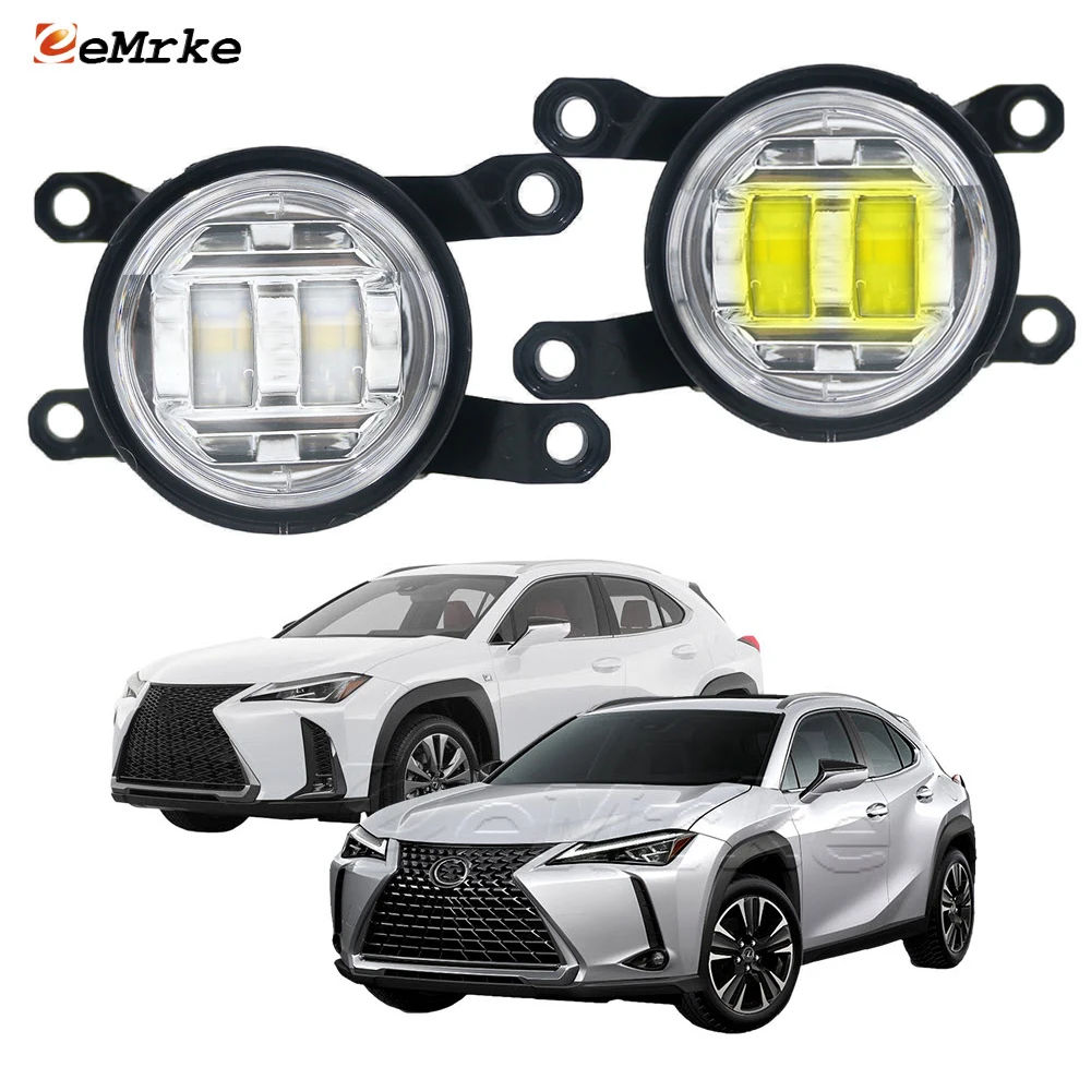 2X 30W Led Fog Driving Lamp for Lexus UX200 UX250h UX300e 2018-2022 with Lens DRL Car Fog Light Assembly Daytime Running Light