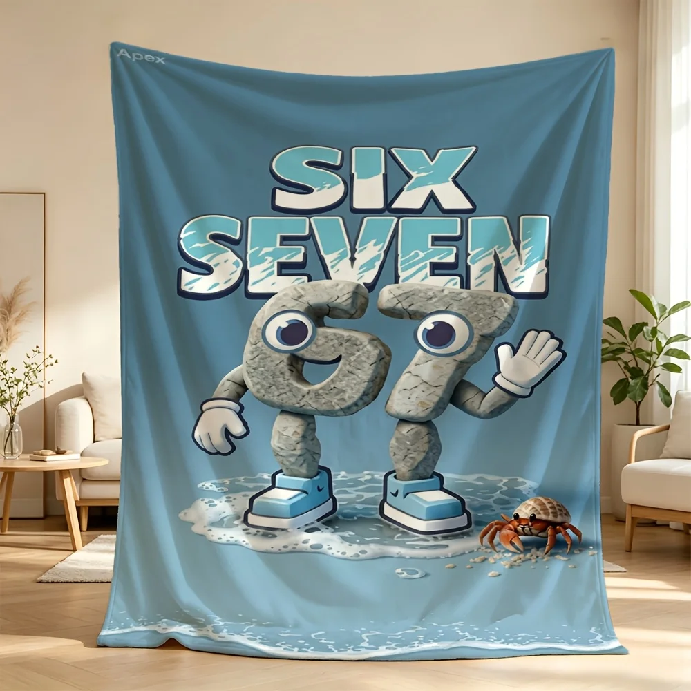 Funny Number 67 Blanket Throw Tapestry Kids Nursery Decor Gift Milestone Birthday Party Cozy Throw for Boys Girls Home Accent