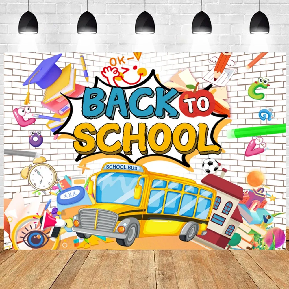 Welcome Back to School Theme First Day of Kindergarten Background Preschool Teachers Students Welcome Banner Decor Photo Studio